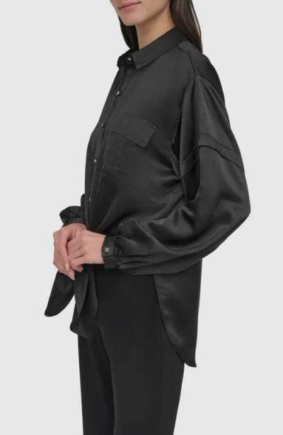 Dkny Tie Front Satin Shirt