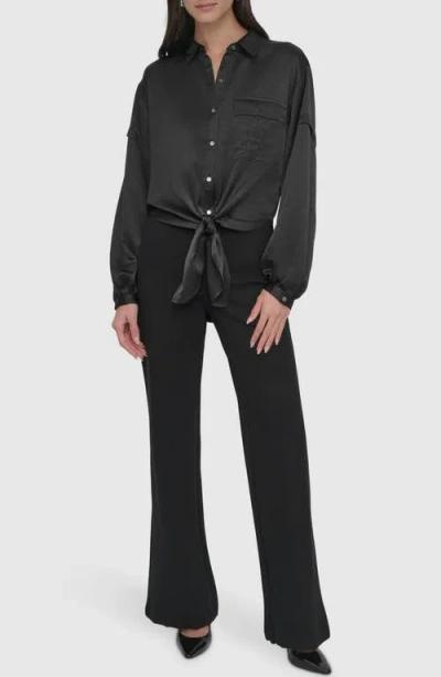 Dkny Tie Front Satin Shirt