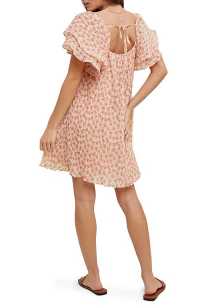 Wishlist Floral Pleated Minidress In Brown