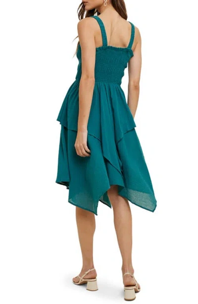 Wishlist Smocked Handkerchief Hem Minidress In Blue