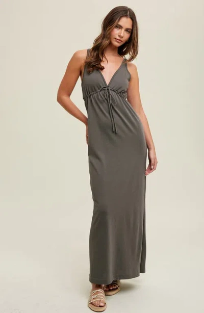 Wishlist Open Back Knit Maxi Dress In Gray