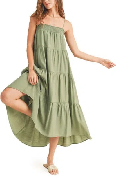 Wishlist Tiered Midi Dress In Green