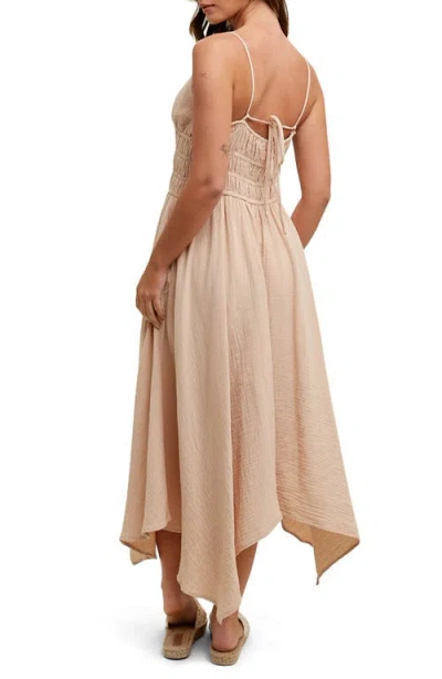 Wishlist Smocked Handkerchief Hem Midi Dress In Pink