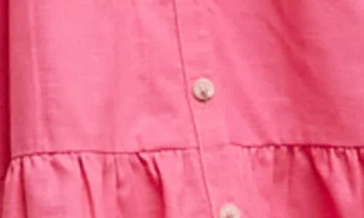 Wishlist Button Front Tiered Dress In Pink