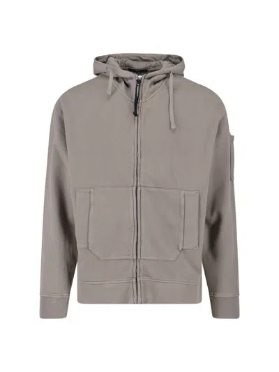 C.p. Company Hooded Sweatshirt With Pockets And Drawstring In Gray