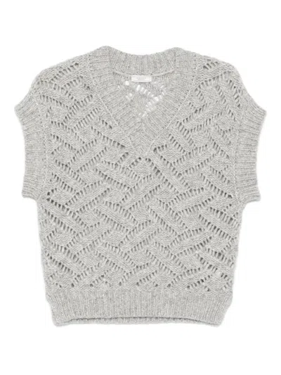 Peserico Textured Sweater Vest In Gray