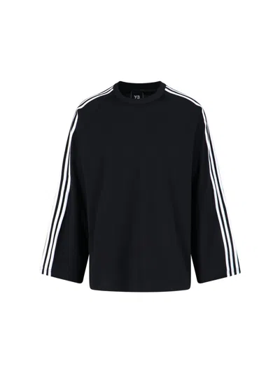 Y-3 Three-stripe Long-sleeve T-shirt In Blue
