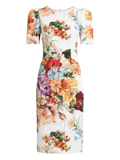 Dolce & Gabbana Floral-print Midi Dress In Multi