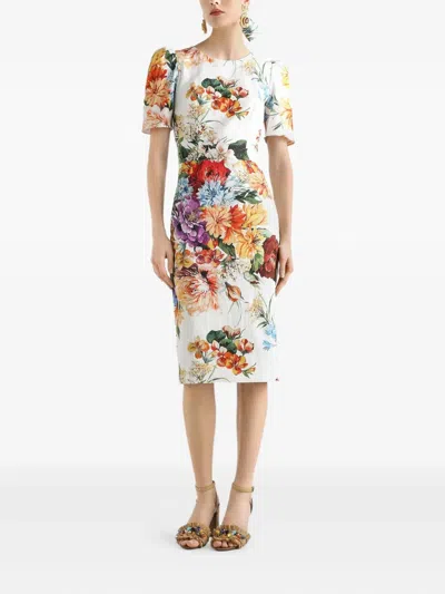 Dolce & Gabbana Floral-print Midi Dress In Multi