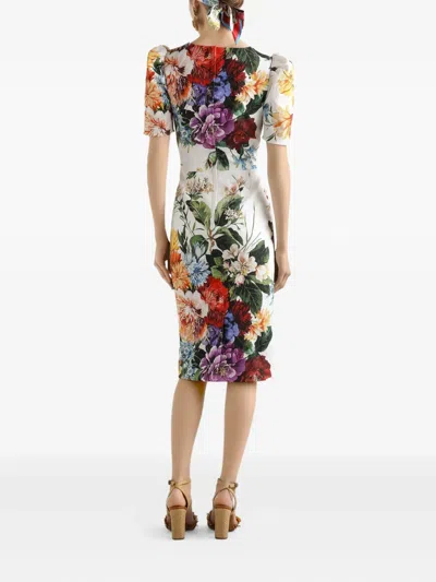Dolce & Gabbana Floral-print Midi Dress In Multi