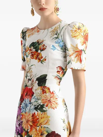 Dolce & Gabbana Floral-print Midi Dress In Multi