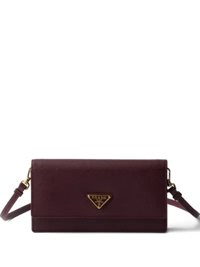 Prada Leather Flap Wallet In Brown