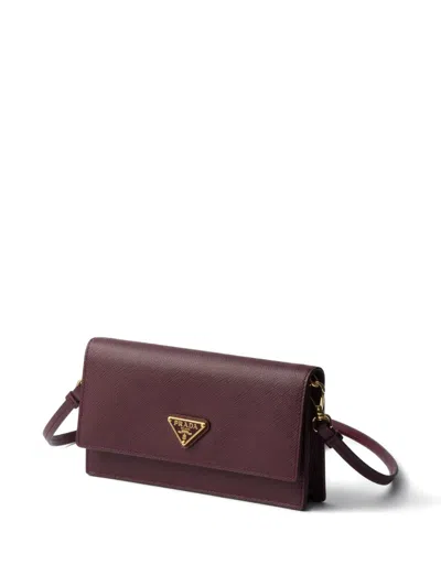 Prada Leather Flap Wallet In Brown