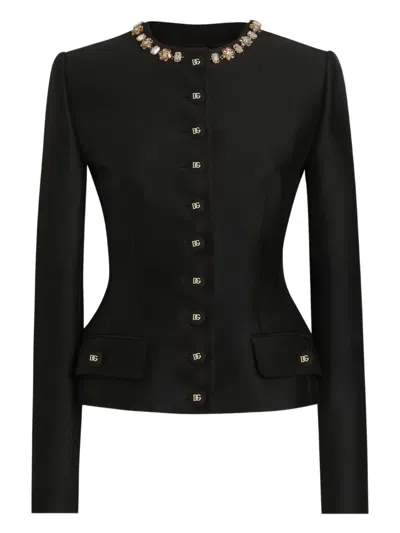 Dolce & Gabbana Embellished Button-up Jacket In Black