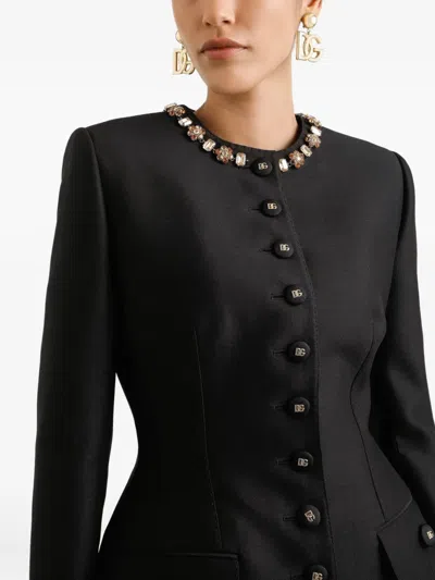Dolce & Gabbana Embellished Button-up Jacket In Black