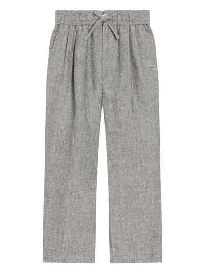 Dolce & Gabbana Linen Trousers In Gray