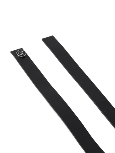 Pinko Leather Belt With Metal Inserts In Black
