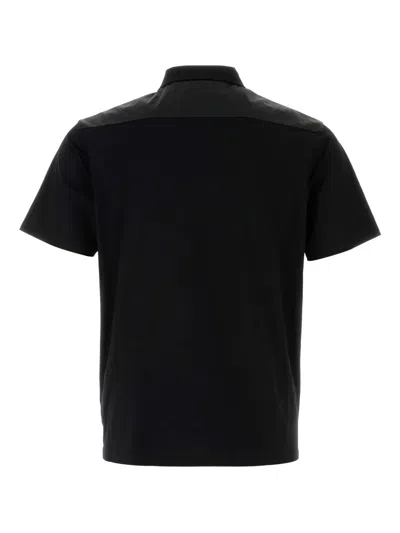 Prada Cotton Bi-material Polo Shirt In Black