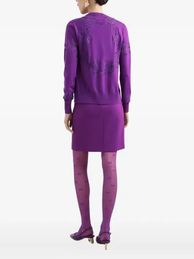 Dolce & Gabbana Wool Lace-inlay Tank Top In Purple