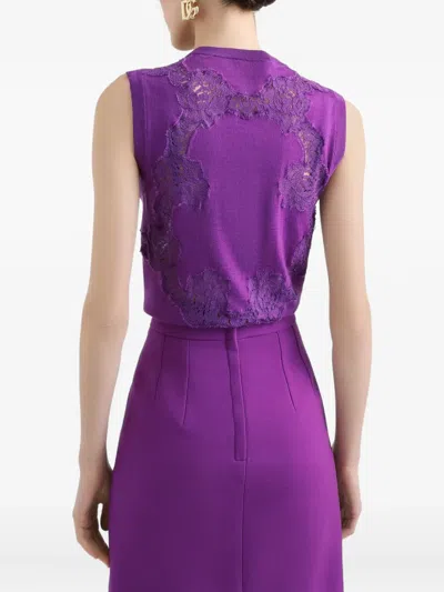 Dolce & Gabbana Wool Lace-inlay Tank Top In Purple