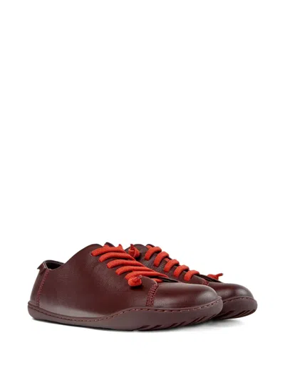 Camper Peu Cami Leather Lace-up Sneakers In Red