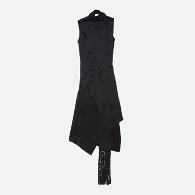 Acne Studios Draped Fringed Midi Dress In Black