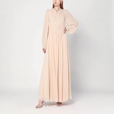 Alberta Ferretti Silk Georgette Draped Detailing Floor-length Dress In Pink