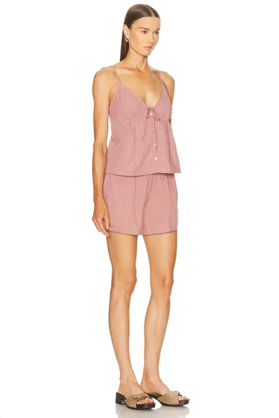 Deiji Studios Placket Short Set In Pink