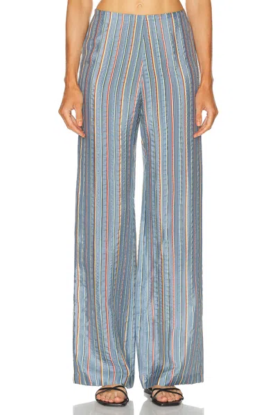 The Elder Statesman Striped Zip Pant In Blue