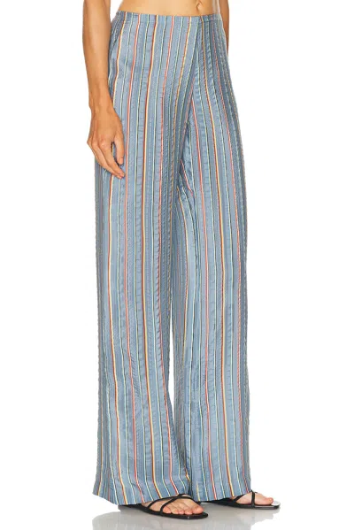 The Elder Statesman Striped Zip Pant In Blue
