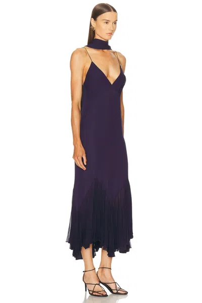 Khaite Candita Scarf-detail Silk Midi Dress In Purple