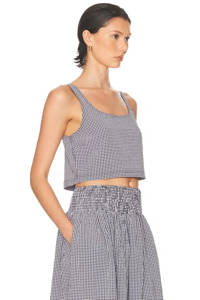 Solid & Striped Anise Scoop Neck Crop Top In Noir Gingham