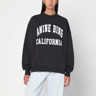 Anine Bing Miles Washed Black Cotton Sweatshirt In Black