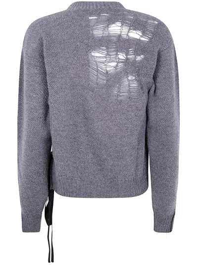 Ann Demeulemeester Gabriela Destroyed Seed Stitch Sweater In Gray