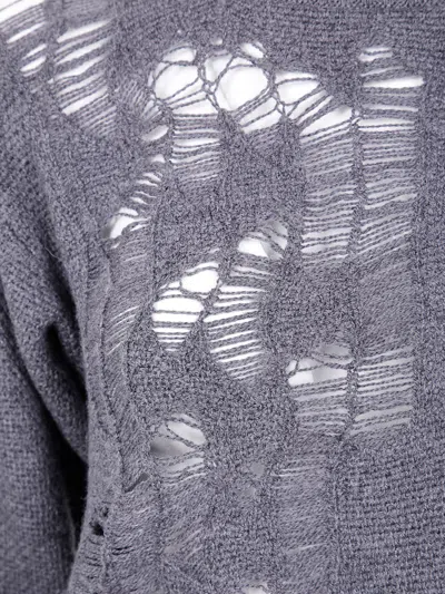 Ann Demeulemeester Gabriela Destroyed Seed Stitch Sweater In Gray