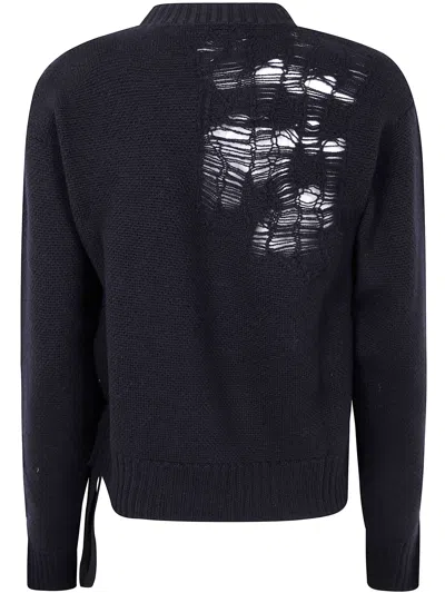 Ann Demeulemeester Ith Drawstrings Merino Wool Knit In Blue