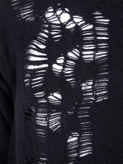 Ann Demeulemeester Ith Drawstrings Merino Wool Knit In Blue