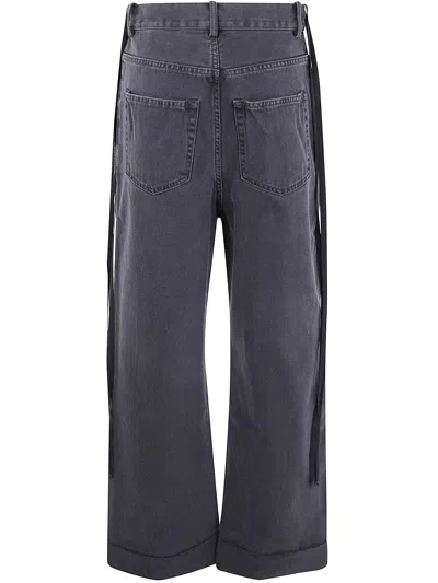 Ann Demeulemeester Wide-leg Cotton Jeans In Gray