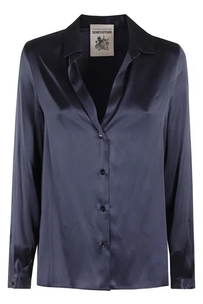 Semicouture Satin-finish Ava Shirt With Classic Collar