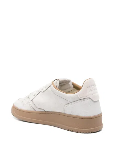 Autry Low Top Leather Sneakers With Perforated Round Toe