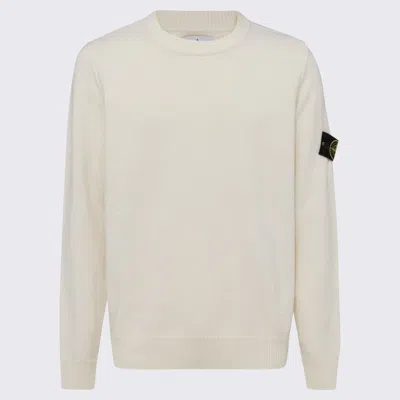 Stone Island Textured Knit Sweater With Crew Neckline In White