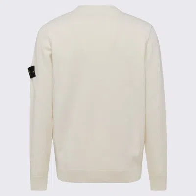 Stone Island Textured Knit Sweater With Crew Neckline In White