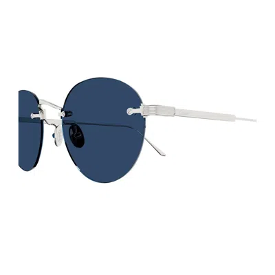 Cartier Ct0393s Signature C De  001 Silver Light Blue Sunglasses In Blue