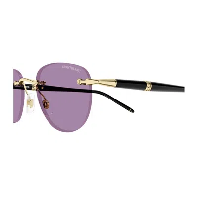Montblanc Mb0412s Linea Meisterstuck 002 Gold Black Violet Sunglasses In Purple
