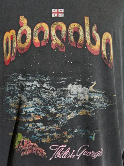 Balenciaga Mens Super Faded Wash Blk Graphic-print Oversized Cotton T-shirt Xs In Gray