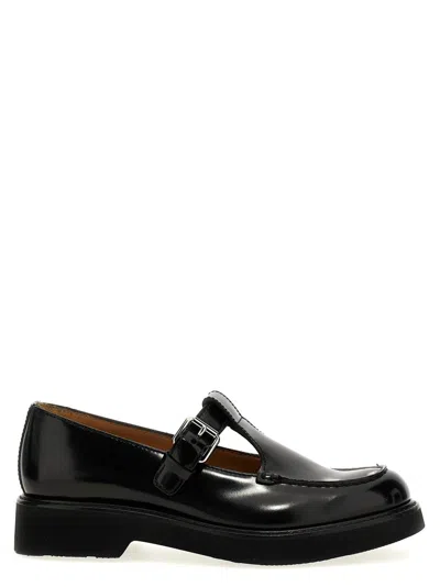 Church's Black Leather Nadine Mock Strap Shoes In Black