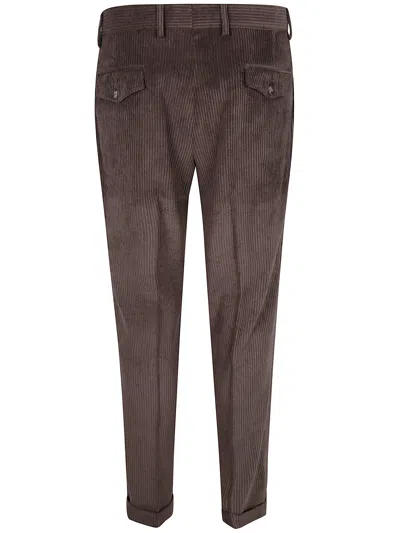 Barba Napoli Barba "florence" Velvet Stripes Double Pences Chino Trousers In Brown