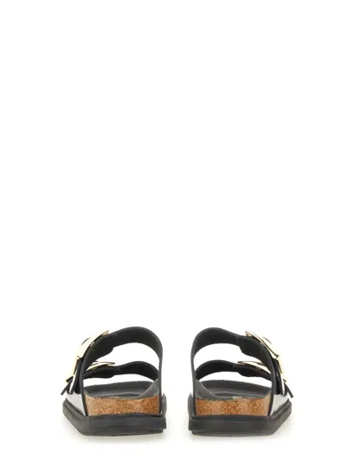Birkenstock Arizona Droplet Buckle High Shine Black Slides In Black