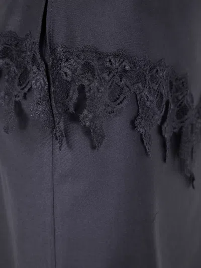 Blumarine Twill Insert Lace Skirt In Blue