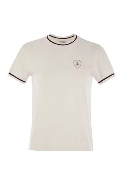 Brunello Cucinelli Logo Cotton T-shirt In Neutral